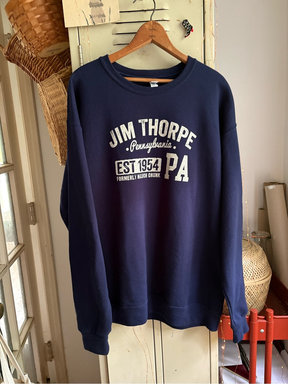 Jerzees Crewneck Sweatshirt -Jim Thorpe PA Graphic-Navy